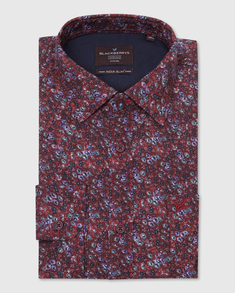 Casual Maroon Printed Shirt - Flam