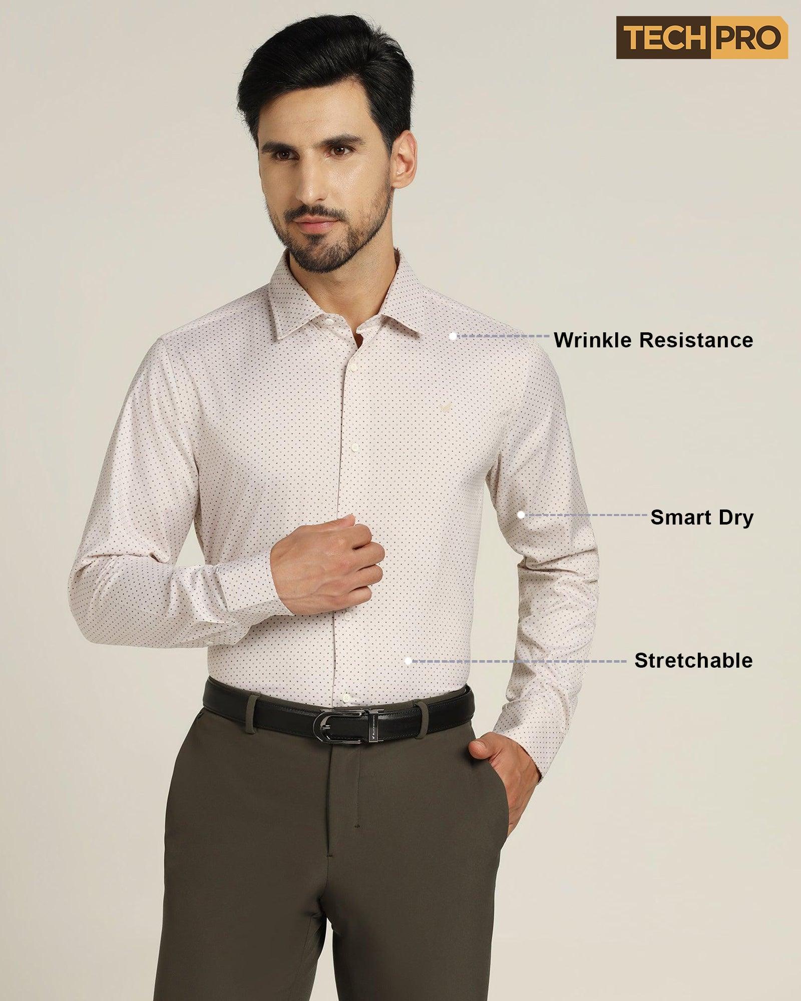 TechPro Formal Brown Printed Shirt - Sasso