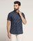 Linen Formal Half Sleeve Navy Printed Shirt - Andre