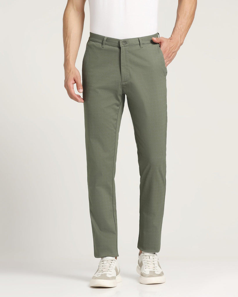 Slim Comfort Casual Olive Check Khakis - Ginger