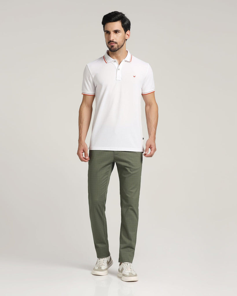 Slim Comfort Casual Olive Check Khakis - Ginger