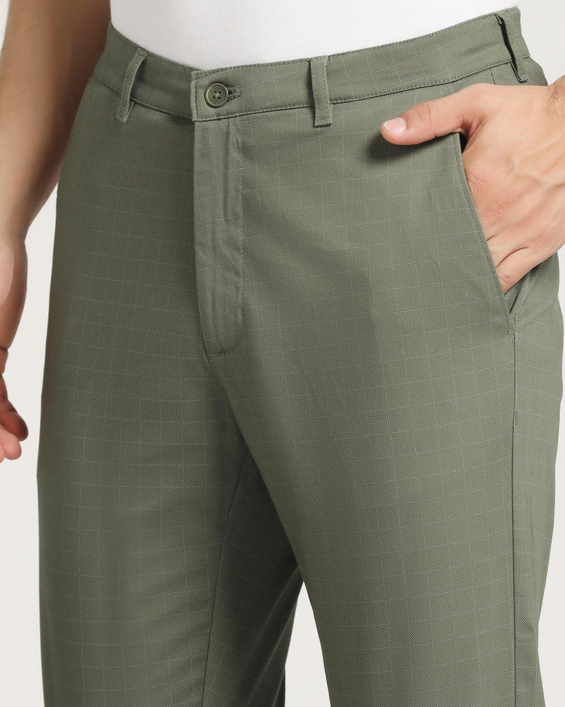 Slim Comfort Casual Olive Check Khakis - Ginger