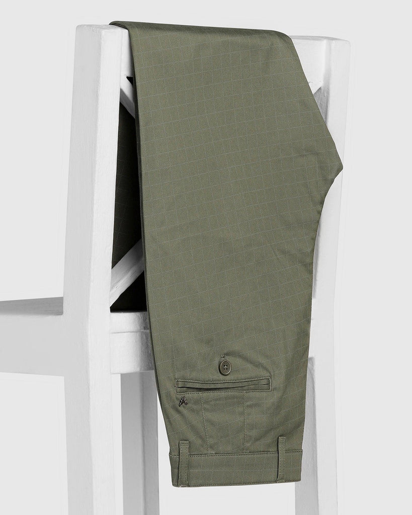 Slim Comfort Casual Olive Check Khakis - Ginger