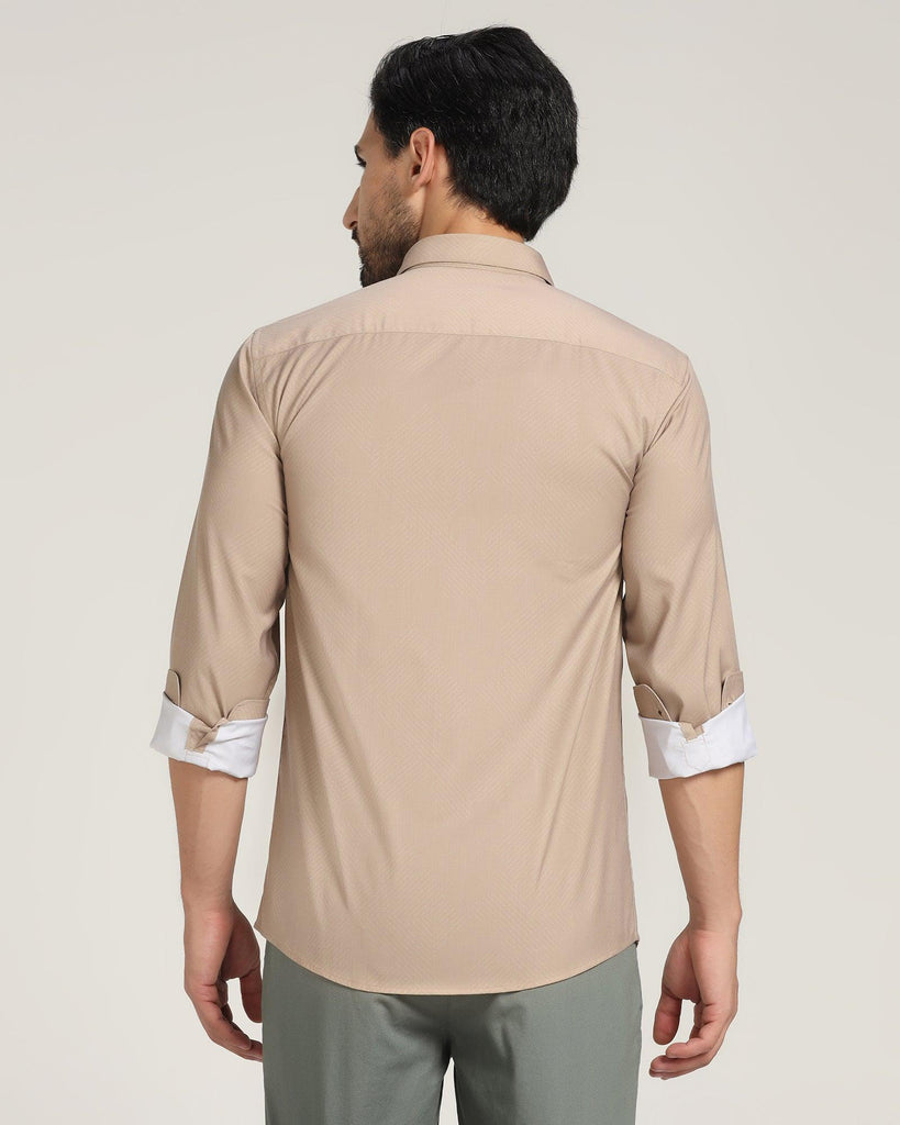 Casual Beige Printed Shirt - Bass