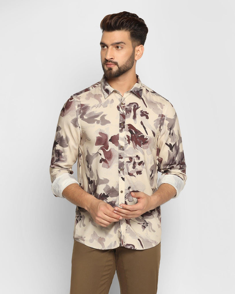 Casual Beige Printed Shirt - Velma