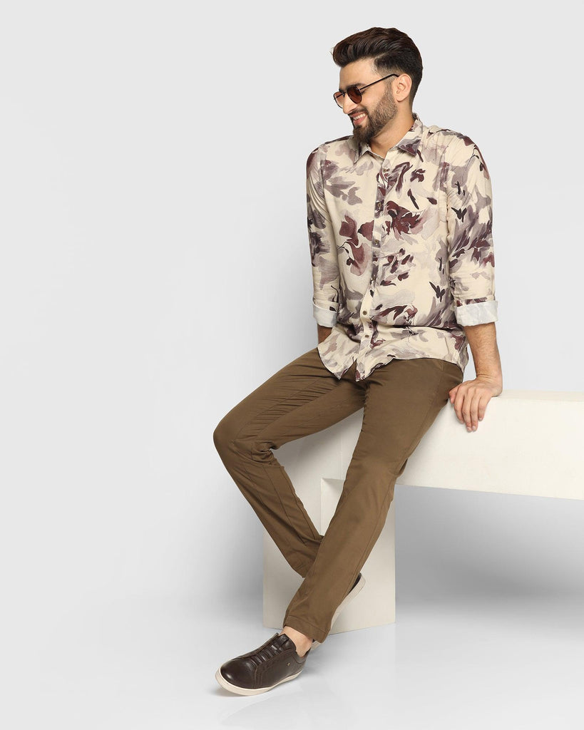 Casual Beige Printed Shirt - Velma