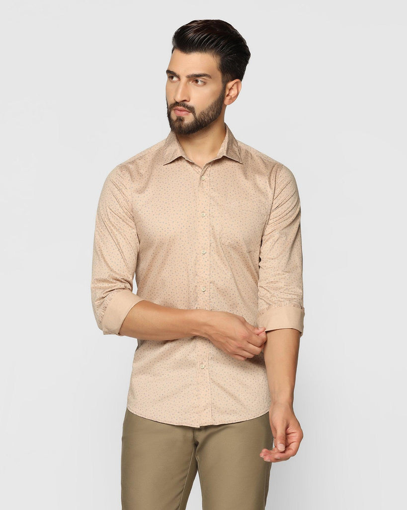 Casual Beige Printed Shirt - Volga