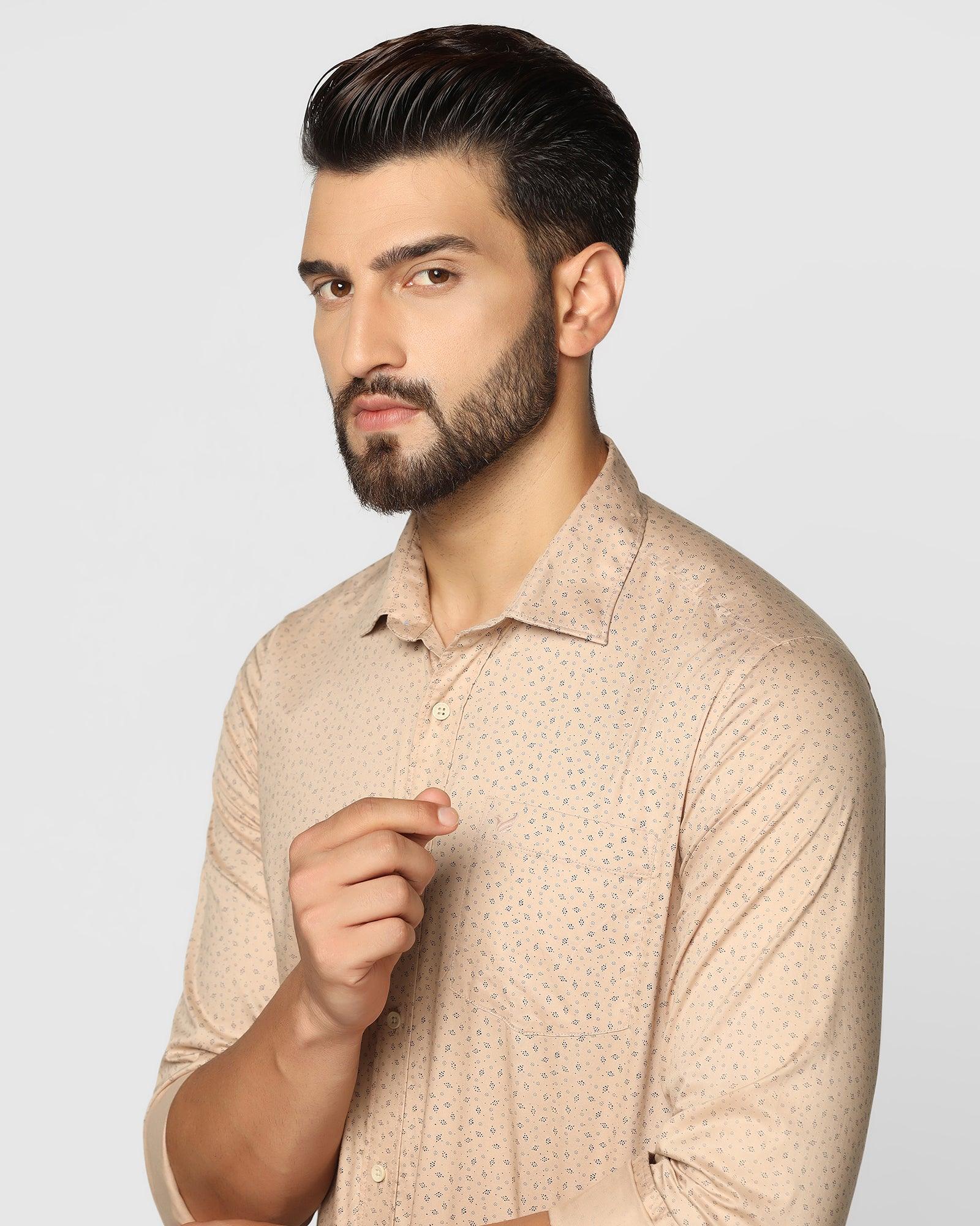 Printed Casual Shirt In Beige (Volga) - Blackberrys