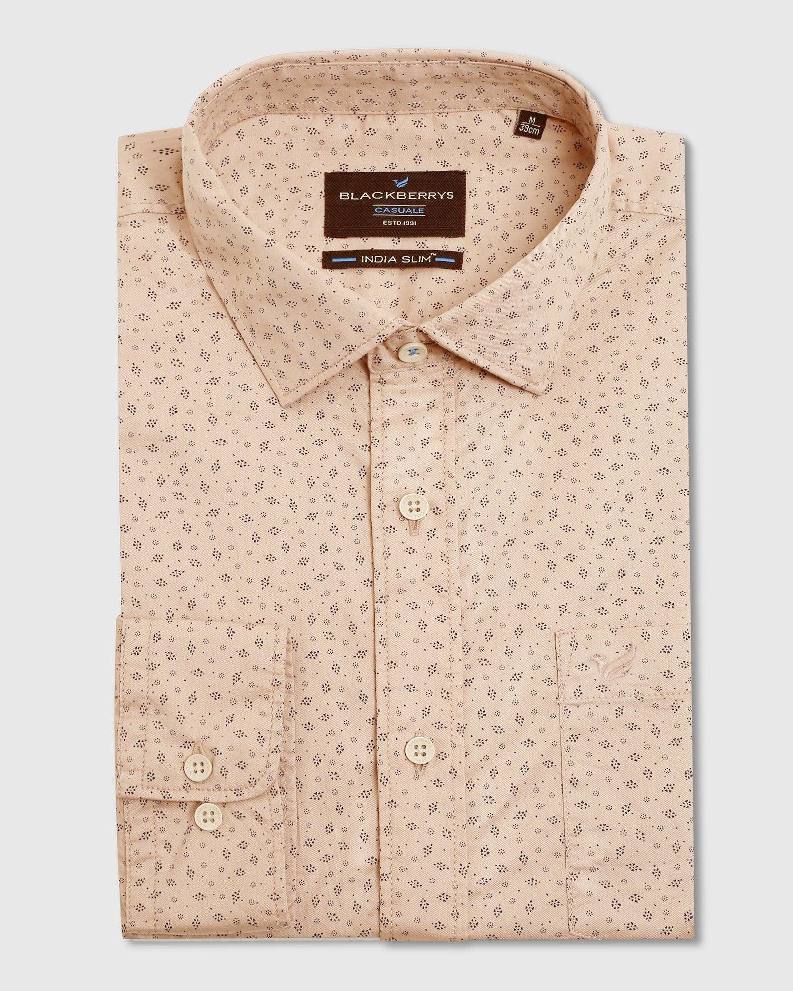 Printed Casual Shirt In Beige (Volga) - Blackberrys