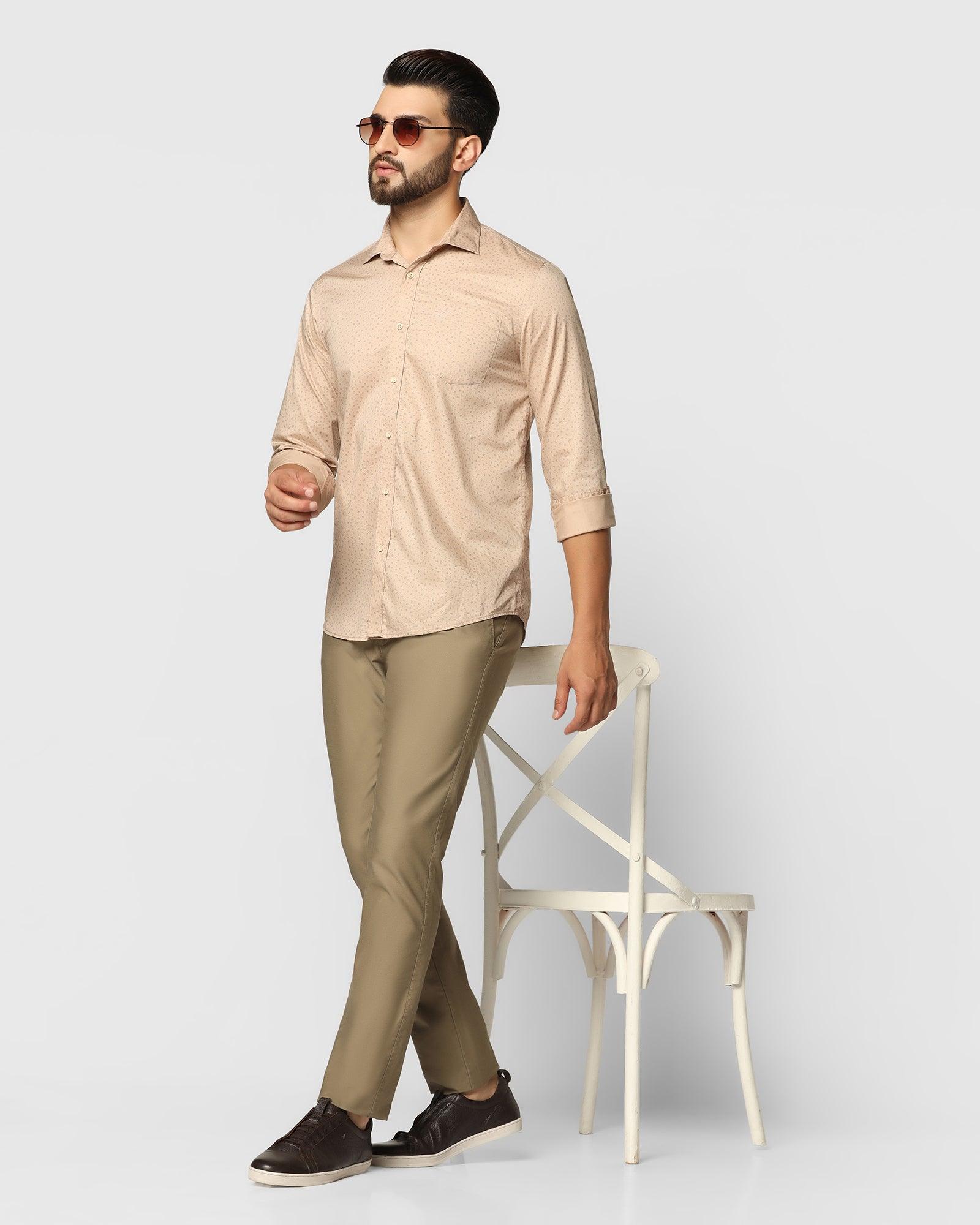 Printed Casual Shirt In Beige (Volga) - Blackberrys