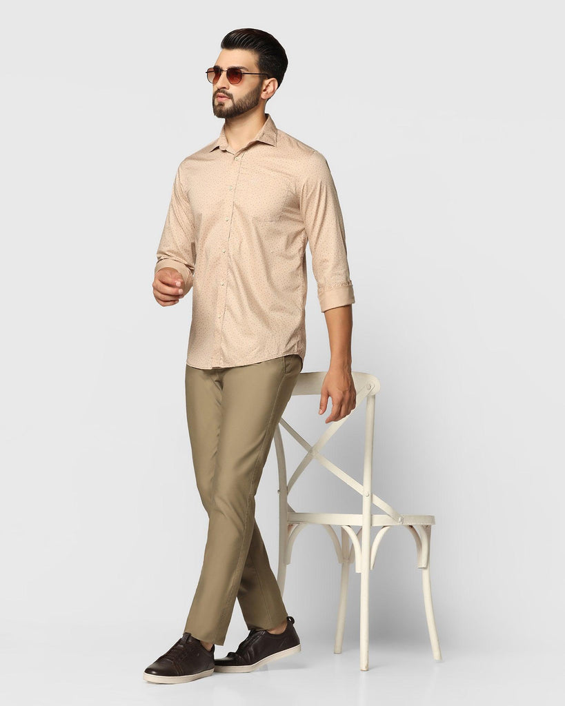 Casual Beige Printed Shirt - Volga