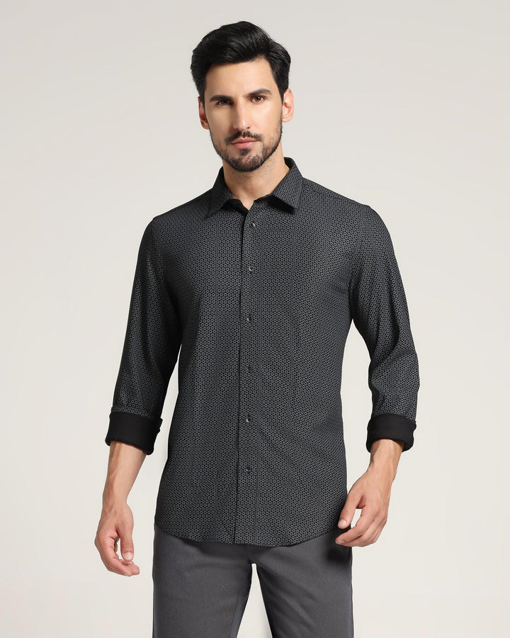 Casual Black Printed Shirt - Ash