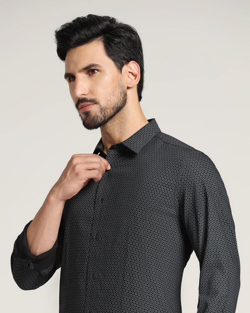 Casual Black Printed Shirt - Ash