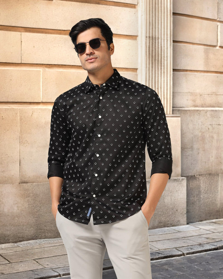 Casual Black Printed Shirt - Dynamo