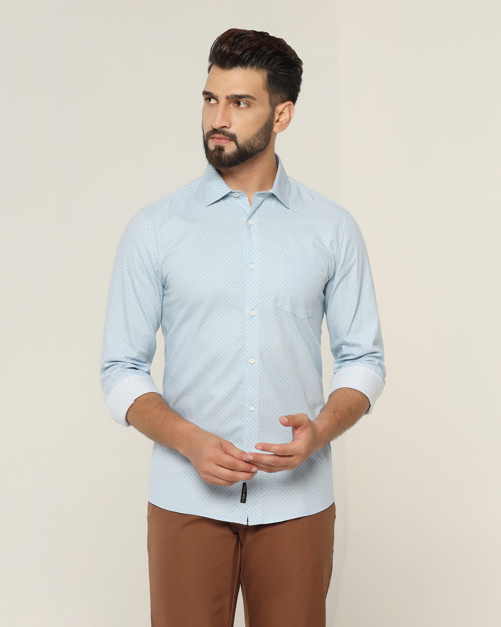 Casual Blue Printed Shirt - Allun