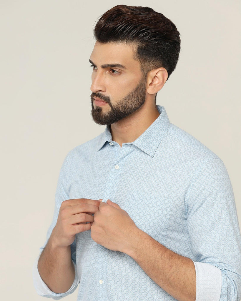 Casual Blue Printed Shirt - Allun