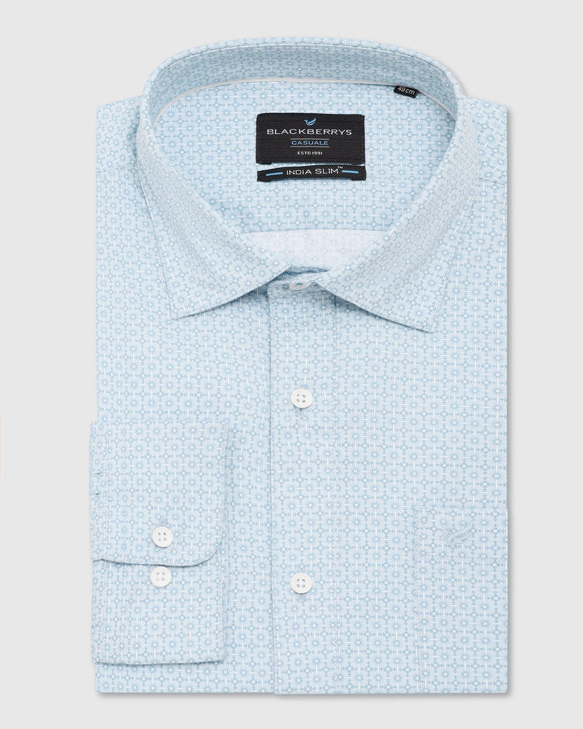 Casual Blue Printed Shirt - Allun