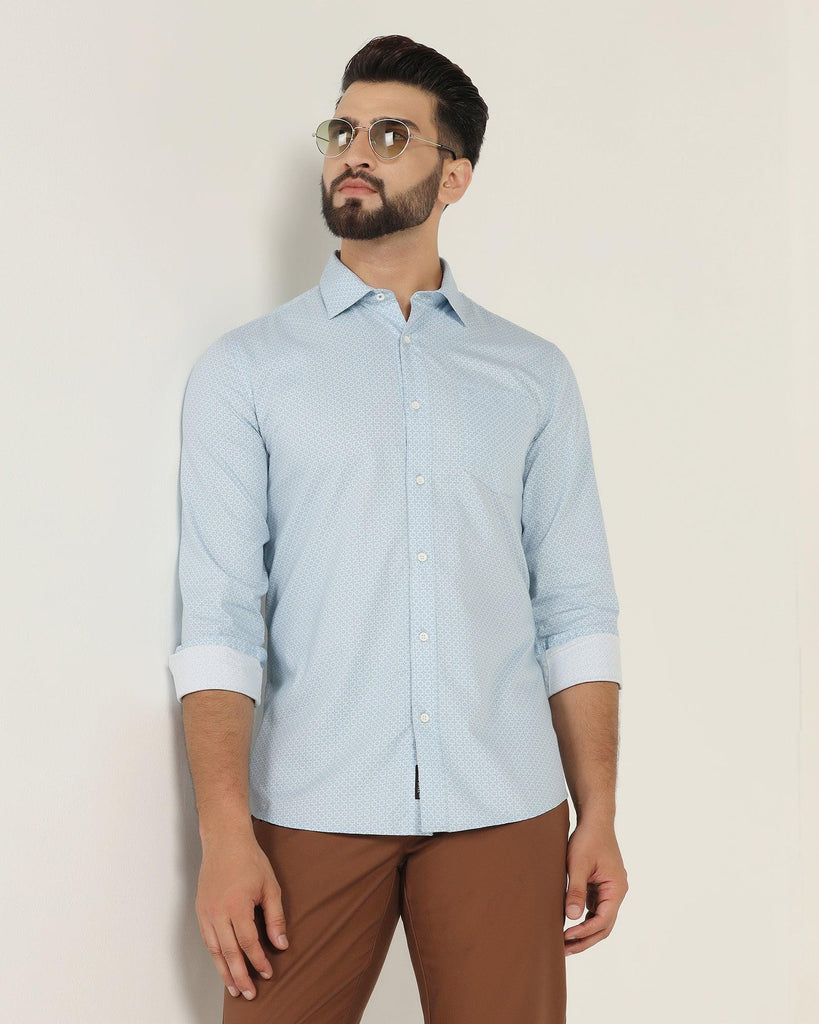 Casual Blue Printed Shirt - Allun