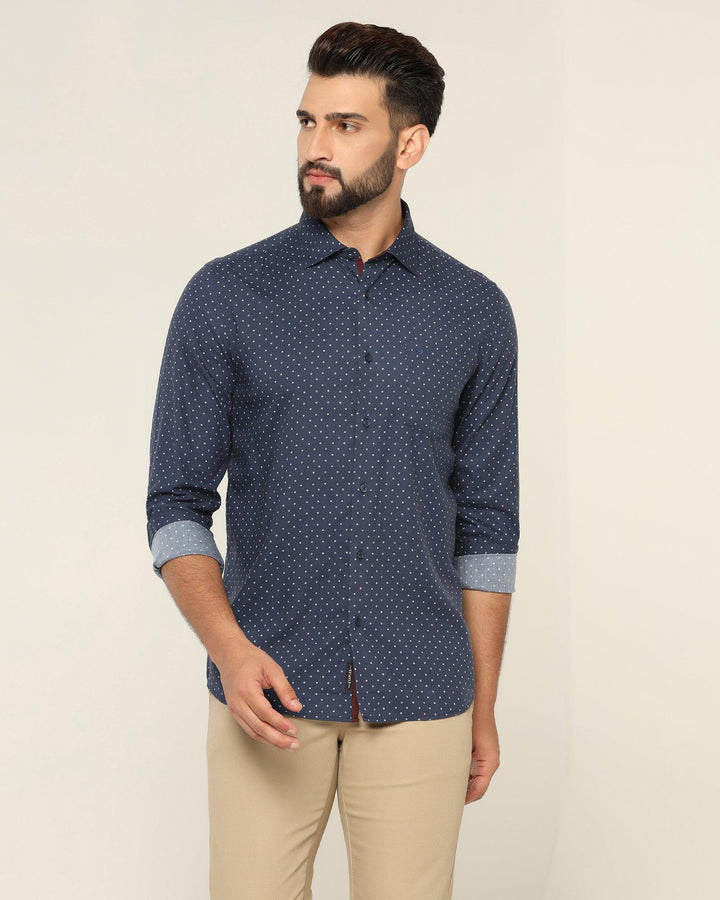 Casual Blue Printed Shirt - Demon