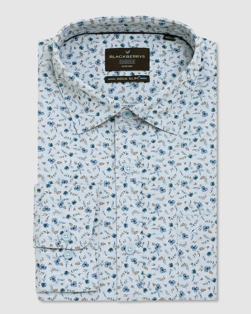 Casual Blue Printed Shirt - Jason