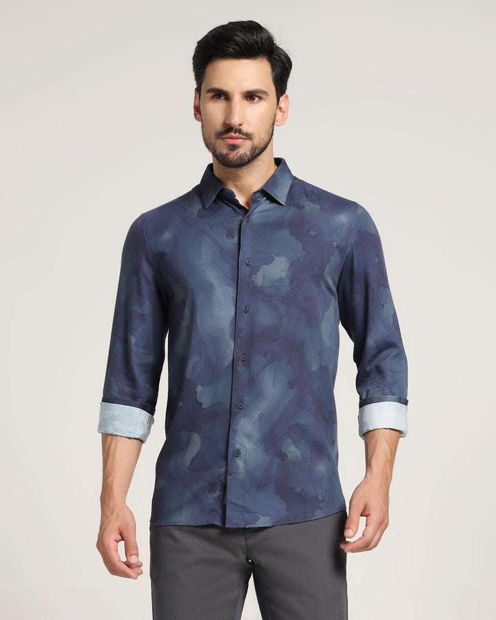 Casual Blue Printed Shirt - Kross