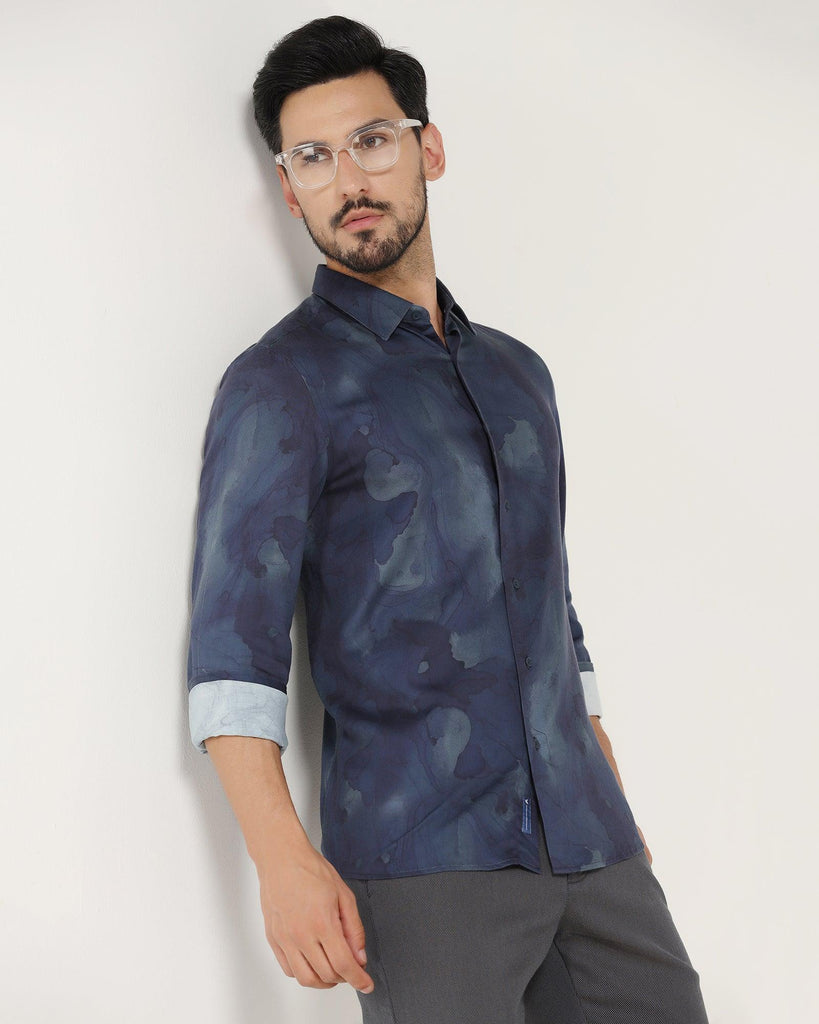 Casual Blue Printed Shirt - Kross