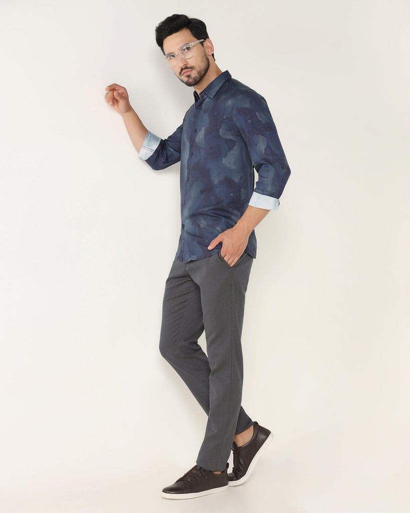 Casual Blue Printed Shirt - Kross