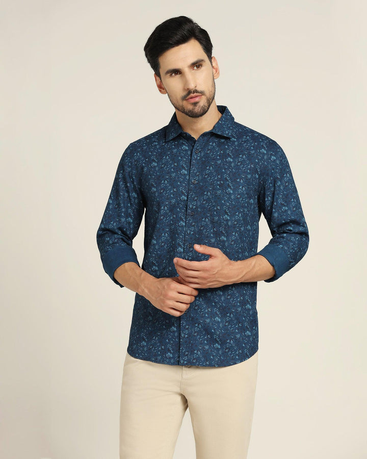 Casual Blue Printed Shirt - Terry