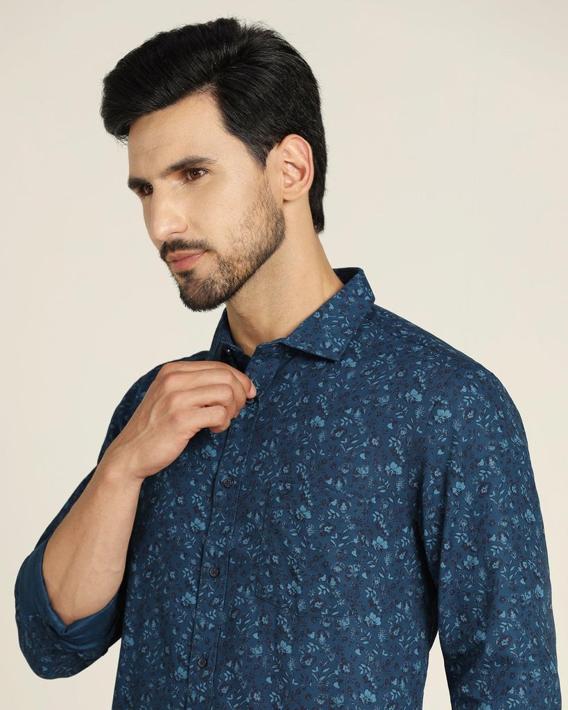 Casual Blue Printed Shirt - Terry