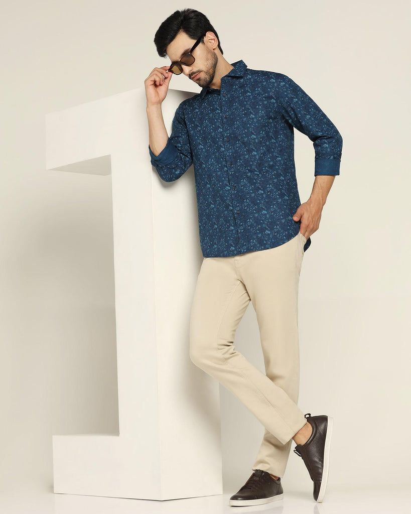 Casual Blue Printed Shirt - Terry