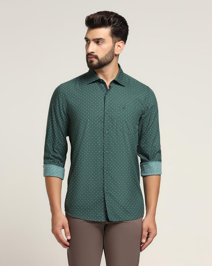 Casual Bottle Green Printed Shirt - Demon