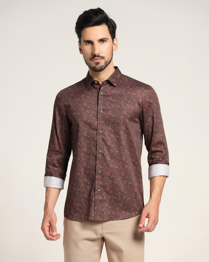 Casual Brown Printed Shirt - Shine