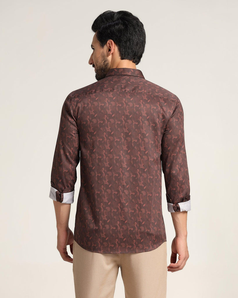 Casual Brown Printed Shirt - Shine