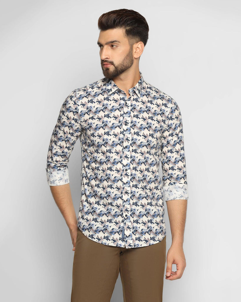 Casual Dark Navy Printed Shirt - Franz