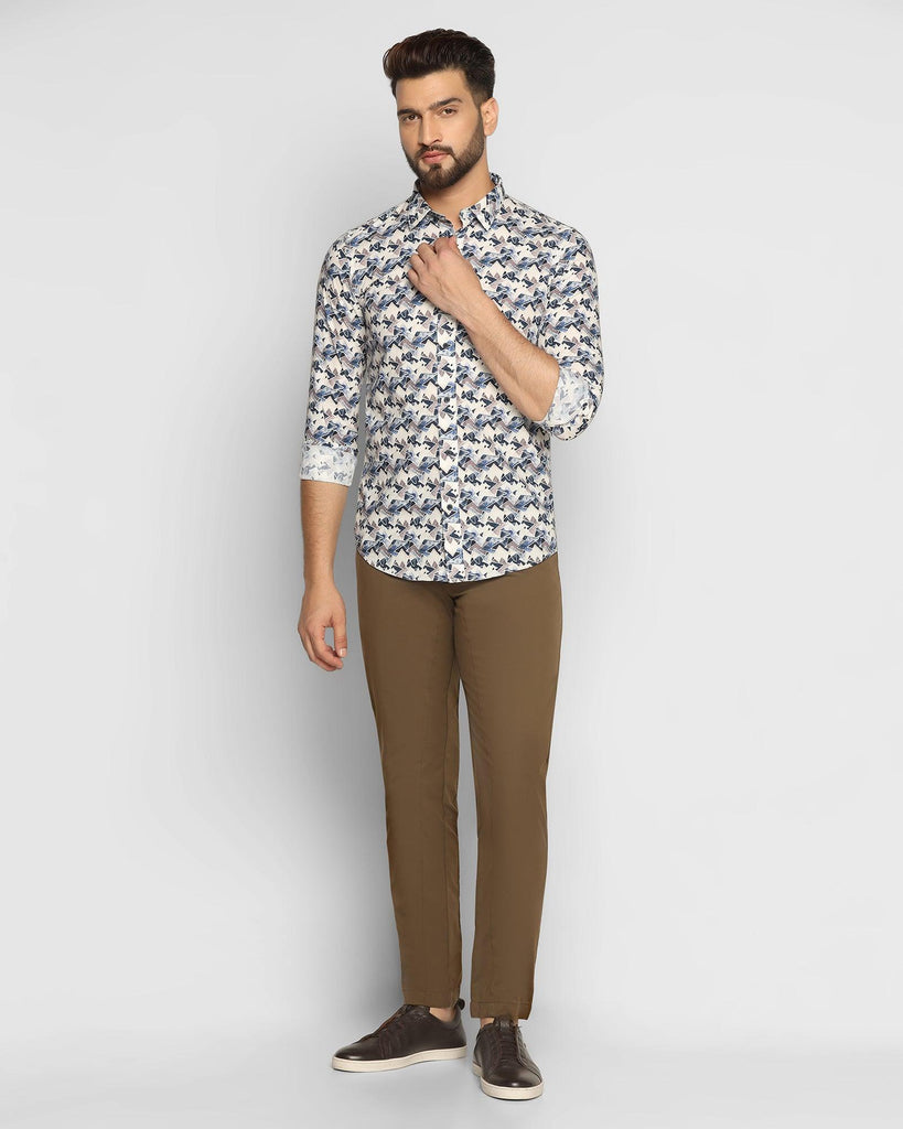 Casual Dark Navy Printed Shirt - Franz