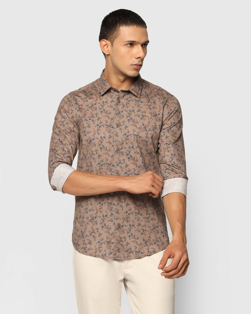 Casual Khaki Printed Shirt - Ivy