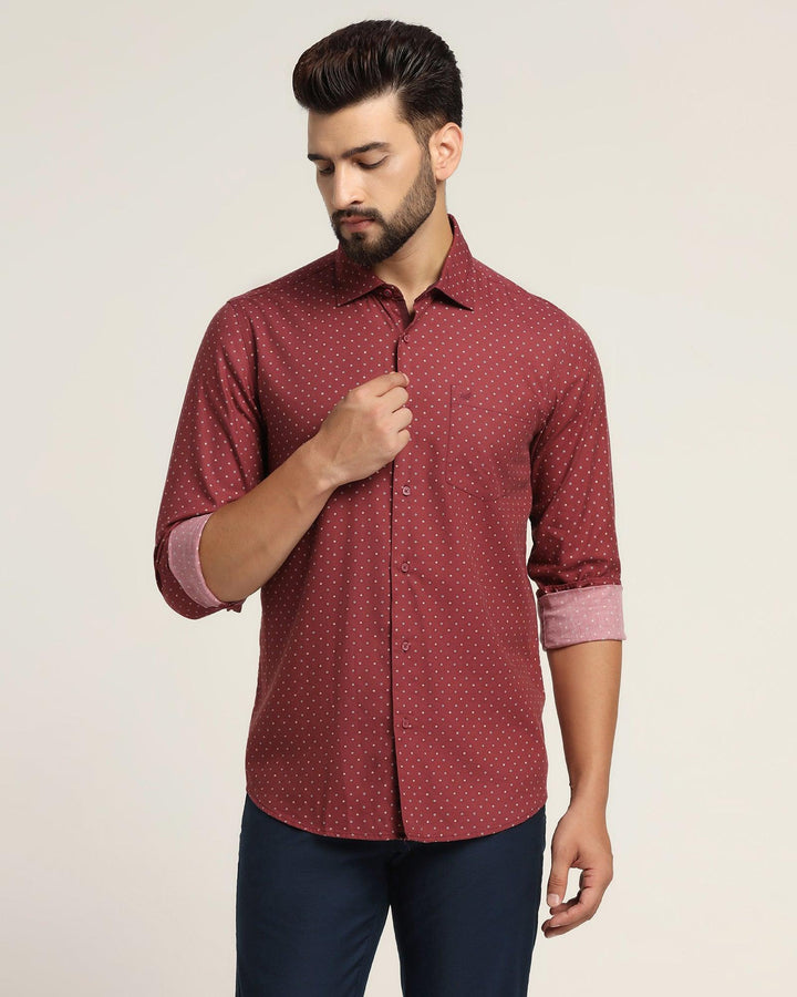 Casual Maroon Printed Shirt - Demon