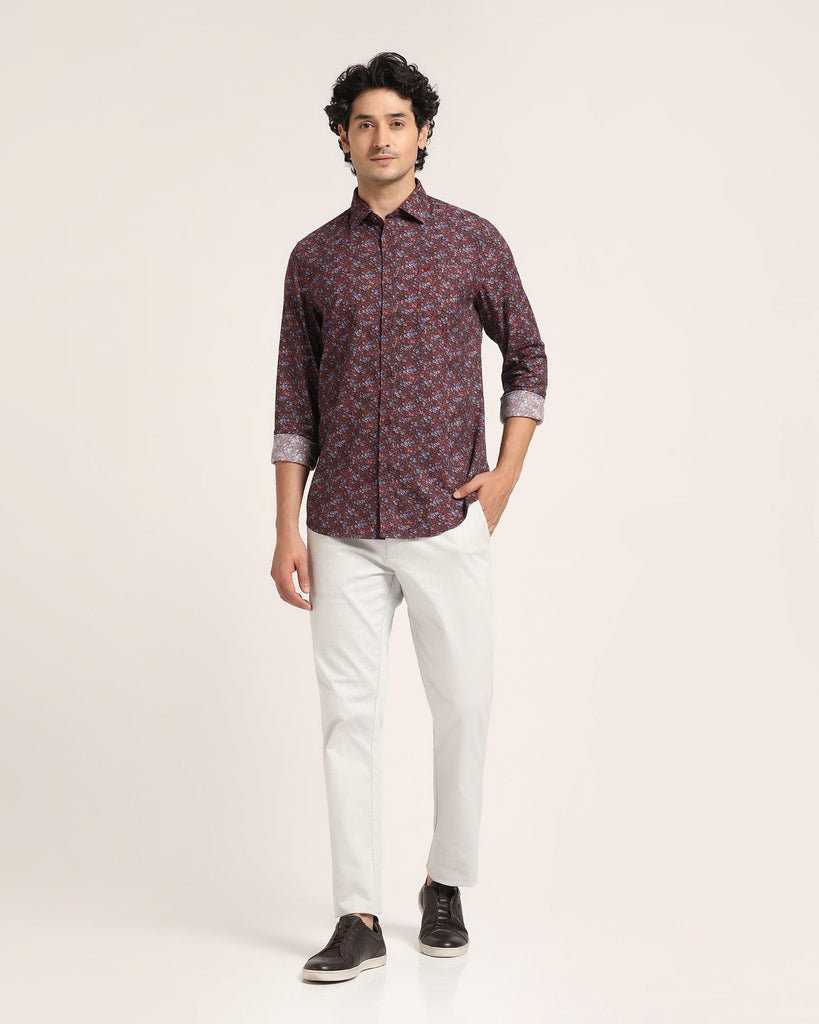 Casual Maroon Printed Shirt - Flam