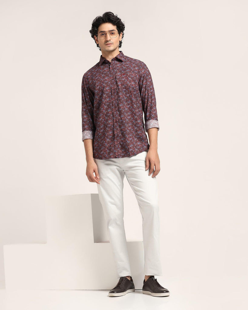 Casual Maroon Printed Shirt - Flam