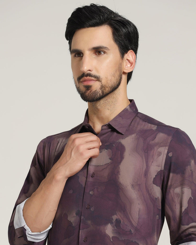 Casual Maroon Printed Shirt - Kross