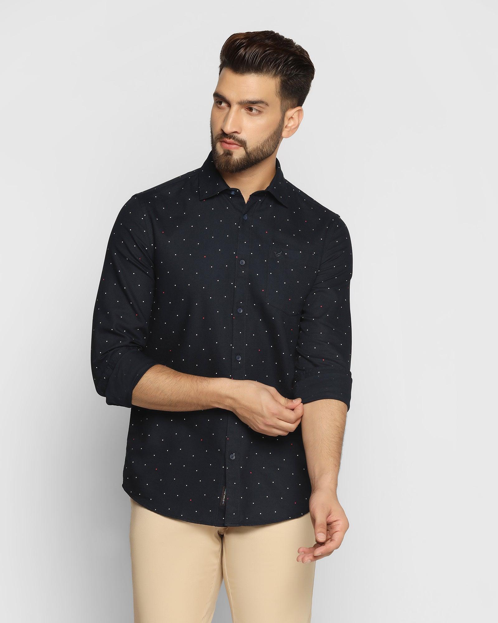 Casual Navy Printed Shirt - Cato