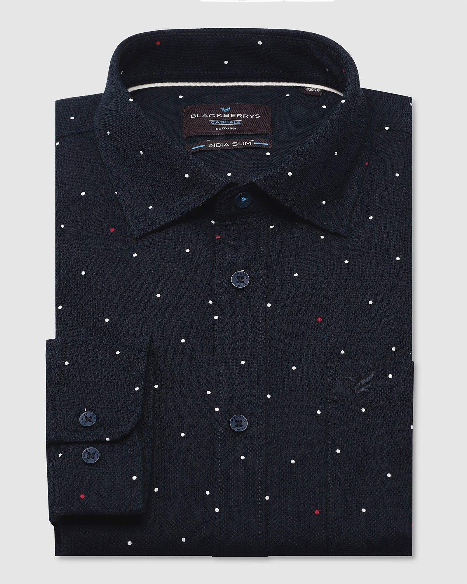 Printed Casual Shirt In Navy (Cato) - Blackberrys