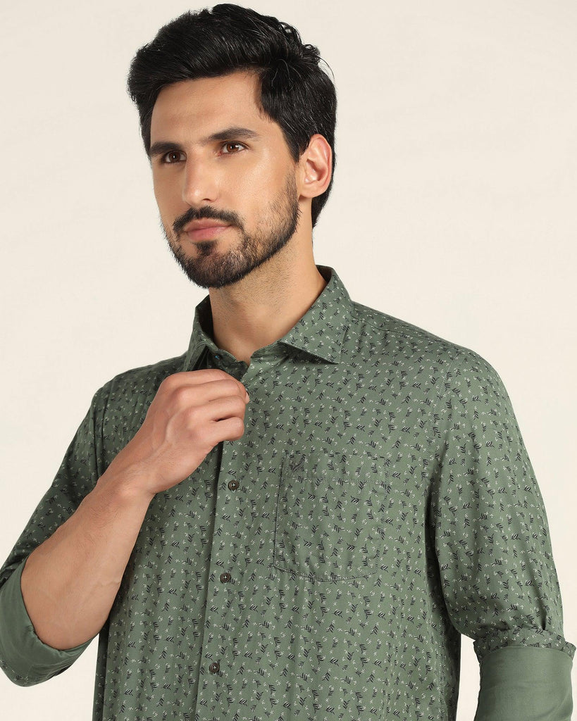 Casual Olive Printed Shirt - Lord