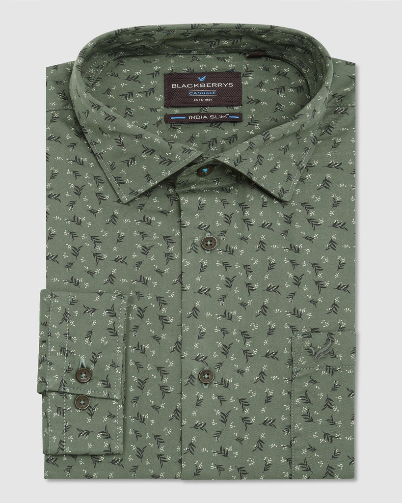 Casual Olive Printed Shirt - Lord