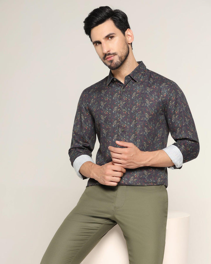 Casual Olive Printed Shirt - Nel