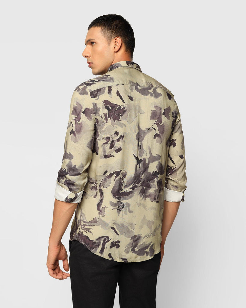 Casual Olive Printed Shirt - Velma