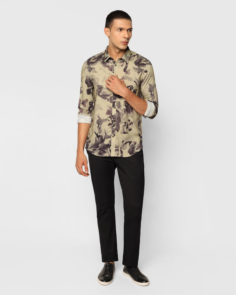 Casual Olive Printed Shirt - Velma