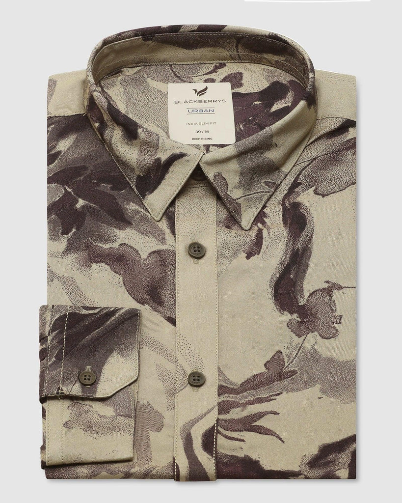 Casual Olive Printed Shirt - Velma