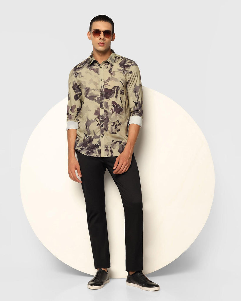 Casual Olive Printed Shirt - Velma