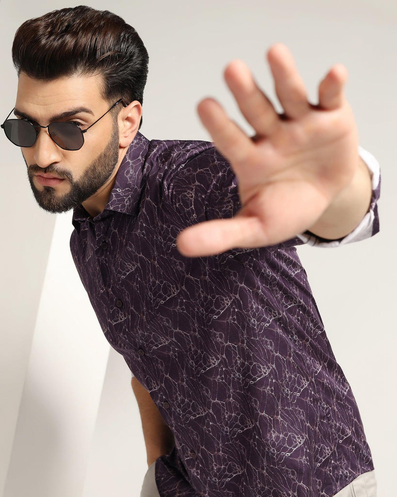 Casual Purple Printed Shirt - Neil